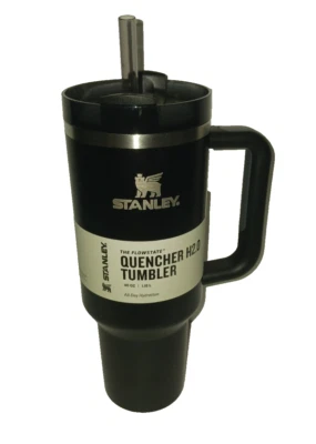 Vaso Stanley Flowstate 40 oz negro con apagador de adornos de tono plateado H2.0 genuino Foto 1 de 4