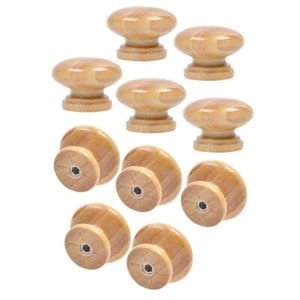10 PCS Round Mushroom Shape Wooden Cabinet Knobs Drawer Pulls with Screw - Picture 1 of 5