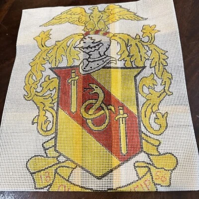 Theta Chi Fraternity Printed Needlework Canvas 18X18 College Coat of Arms Crest - Image 1 of 2