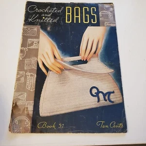 Crochet & Knitted Bags Vintage Patterns Booklet Of Purses & Handbags #51 - Picture 1 of 4
