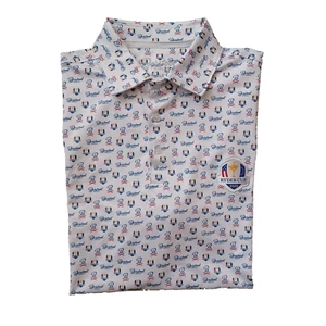 Barstool Golf Mens Polo Shirt XXL White Ryder Cup All Over Print Short Sleeve - Picture 1 of 16