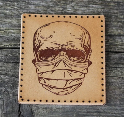 Skull leather patch, Skull sew, Rocker accessories, Motorcycle patches. - Image 1 of 4