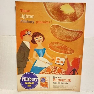 Vintage 1956 Pillsbury Pancake Mix Full Color Magazine Print Advertisement - Picture 1 of 6