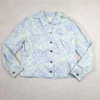 Christopher & Banks Camisa Abotonada Chaqueta Para Mujer Grande Azul Elastizada Colorida Foto 1 de 4