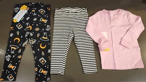 Cat & Jack Toddler Girls Leggings Stripes Size 18 Months & 2T Halloween NWT - Picture 1 of 7