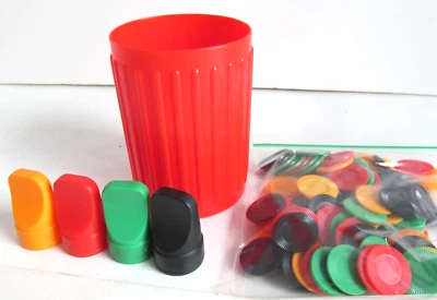 Vtg 1991 Showdown Yahtzee Red Dice Cup Chips Pawns Replacement Game Parts D - Image 1 of 4