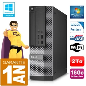 PC DELL 7020 SFF Intel G3220 RAM 16Go Scheibe 2 Zu Dvd-Brenner Wifi W7 - Bild 1 von 4