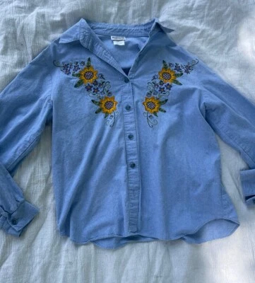 Blusa BonWorth Vintage Bordada Flores Talla M Hecha en EE. UU. Foto 1 de 4