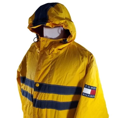 Tommy Hilfiger Chaqueta De Colección Con Capucha Cremallera Completa Botón a Presión Amarillo Azul Para Hombre Grande Foto 1 de 4