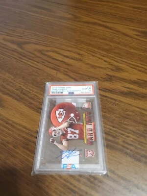 2013 Panini Elite Hard Hats Rookie Auto Autograph Travis Kelce RC # /199  PSA 10 - Image 1 of 2