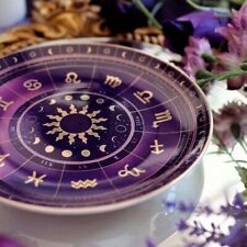 Zodiac Decorative Plate Celestial Symbols Crystas Jewellery Snack Display 15cm