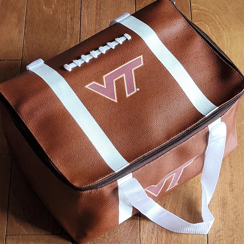 Virginia Tech Football 24 Can Insulated Cooler Football Material Hokies Tailgate Cover