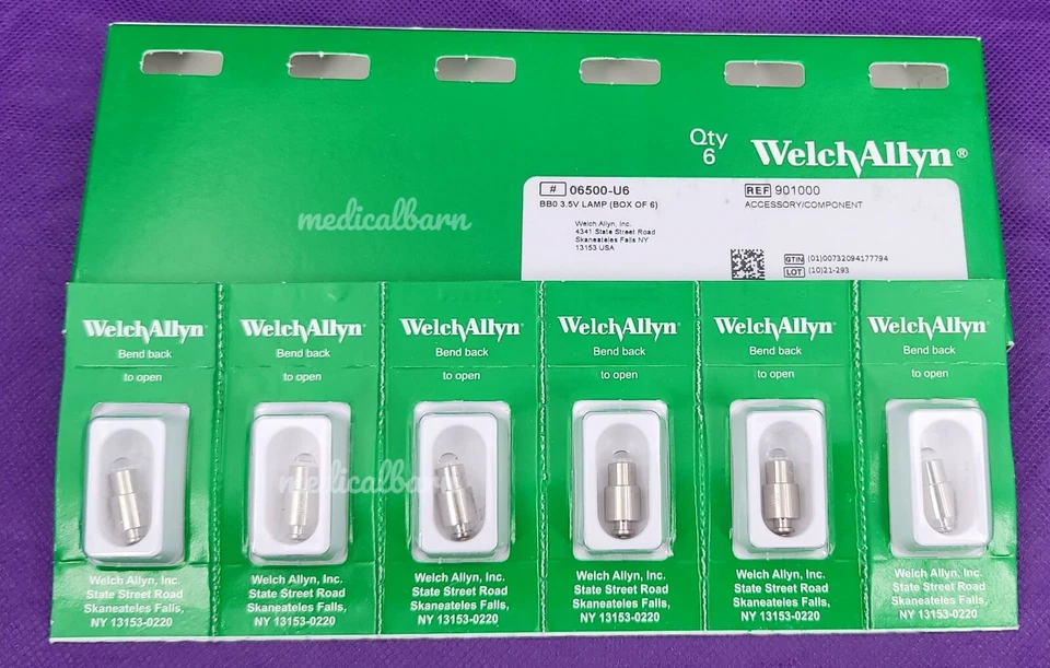 Welch Allyn 06500-U Halogen Lamp, BOX OF 6 Bulbs - NEW IN BOX - Image 1 of 4