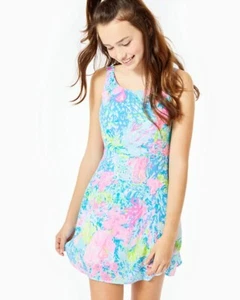 $118 NEW Lilly Pulitzer GIRLS DAFFODIL DRESS Fished My Wish Pink Blue 10 14 16 - Picture 1 of 19