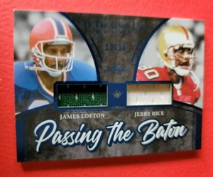 JERRY RICE JAMES LOFTON GAME USED JERSEY CARD #d23/35 2020 LEAF ITG 49ERS BILLS - Picture 1 of 2
