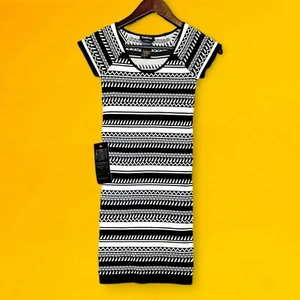 NWT Vintage Y2K BEBE Tube Dress Womens Small Made USA Tribal Ribbed Knit Bodycon - Picture 1 of 9