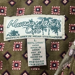 Havana Jacks Cafe Button Up Mens Large - Retro Geometric Collared Corduroy Top - Picture 1 of 6