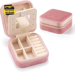 Plush Velvet Jewelry Travel Case,Small Jewelry Box,Traveling Jewelry Organizer,P - Picture 1 of 7