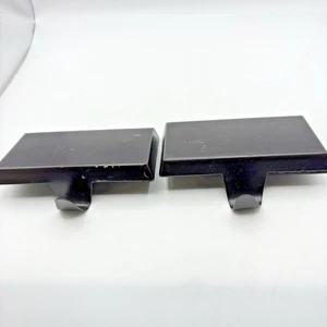 Set Of 2 Black Metal Christmas Stocking Holders Weighted Mantle Hooks - Picture 1 of 9