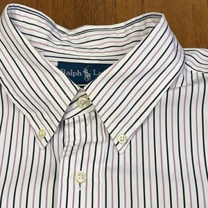 Polo Ralph Lauren Men's Shirt - Purple & Black Stripe - Size XL (17.5x34-35) GUC - Picture 1 of 9