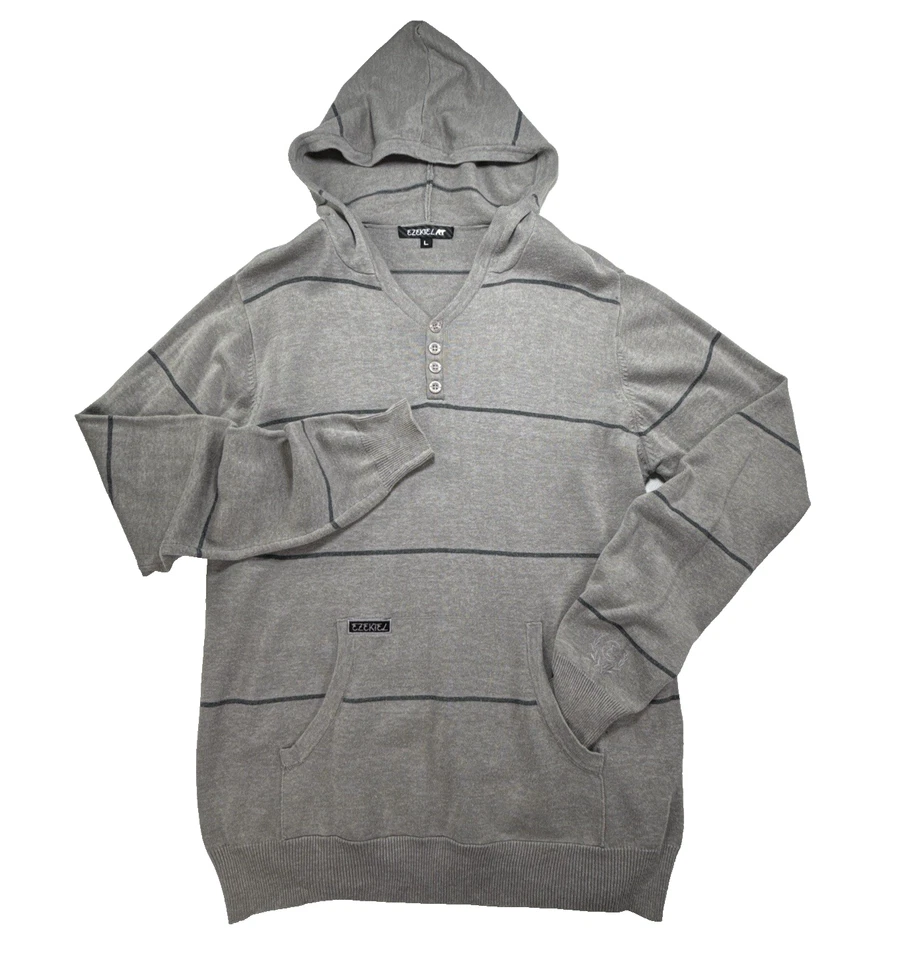 Sudadera con Capucha Ezekial Vintage Años 90 Y2K Para Hombre Grande Gris Mezcla de Algodón Surf Patín Tejido Foto 1 de 4