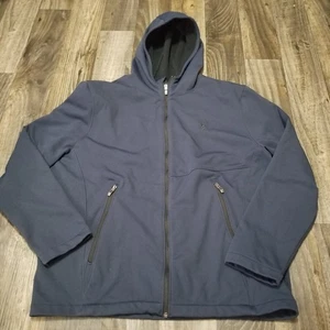 Spyder Men's Hooded Jacket XL Blue/Black Full Zip Fleece Lined - Picture 1 of 12