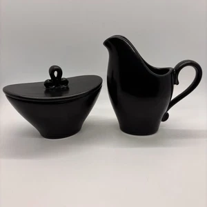 Metlox California Milchkännchen und Zuckerdose mit Deckel anthrazit schwarz Vintage - Bild 1 von 14