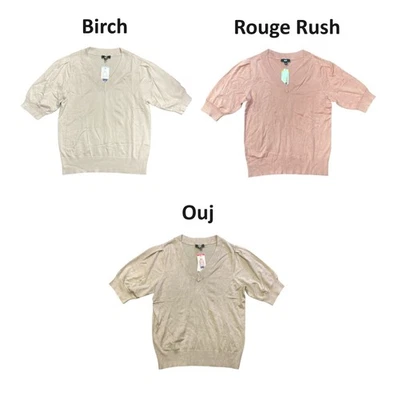 Suéter DKNY Para Mujer Calce Moderno 3/4 Largo Cuello en V Manga Abullonada Foto 1 de 2