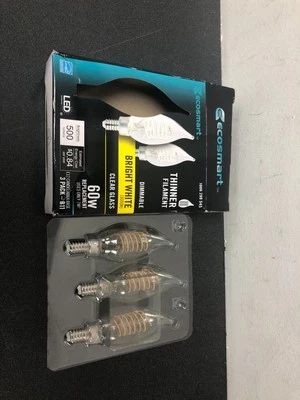 Ecosmart BA11C7E12830S BA11 Regulable E12 LED Edison Bombilla Blanco Brillante (Paquete de 3) Foto 1 de 3
