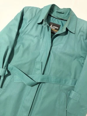 Gabardina vintage London Fog para hombre 44R verde con cinturón aislante forro con cremallera Foto 1 de 4