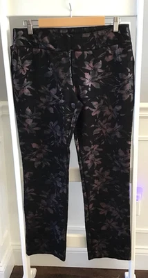 Pantalones Ponte Soft Surroundings ~ Negro Floral Metálico Crepúsculo ~ 12 ~ Nuevos sin Etiquetas Foto 1 de 4
