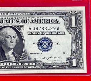 1957B  $1 Dollar Silver Certificate (Blue Seal) Block R-A , Uncirculated - Picture 1 of 3