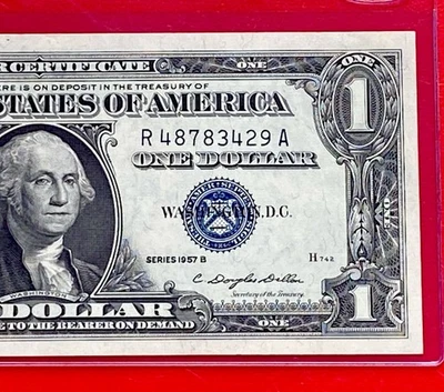 1957B  $1 Dollar Silver Certificate (Blue Seal) Block R-A , Uncirculated - Image 1 of 3