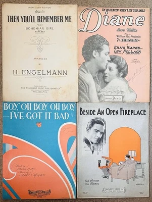 Lote de partituras vintage de los años 20-30 - Diane, junto a chimenea y más (4 piezas) Foto 1 de 2