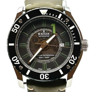 Edox Class One Automatic Chrono Offshore 80088 Black Green Leather Strap Used - Picture 1 of 11