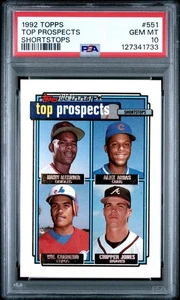1992 TOPPS TOPS PROSPECTS SHORTSTOPS #551   CHIPPER JONES * RC * GEM MINT PSA 10 - Picture 1 of 1