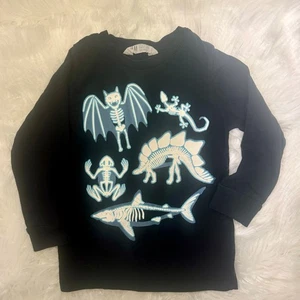 H&M Halloween skeleton animal longsleeve shirt 100% cotton toddler sz 2-4 years - Picture 1 of 6