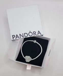 Neu Authentic Moments Pandora Rose in Blüte Kette Armband mit Charm in Box 7,1" - Bild 1 von 5