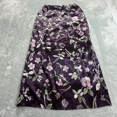 Falda media satinada vintage para mujer talla 11 púrpura floral práctica mágica años 90 Y2K Foto 1 de 4
