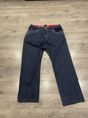 Pantalones de mezclilla Crown Holder para hombre talla 42/35 azul oscuro con ribete de terciopelo Foto 1 de 4