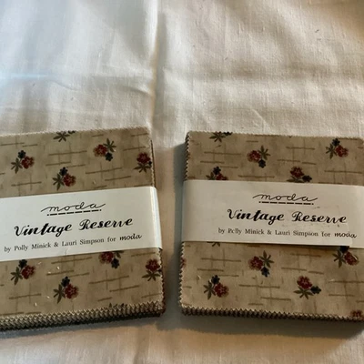 Moda Fabric Two Charm Packs Vintage Reserve By Minick & Simpson 100% Cotton - Image 1 of 4