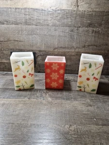 Articoli decorativi 3x portacandele cera Natale bianco rosso fiocco stella renna colorato - Foto 1 di 12