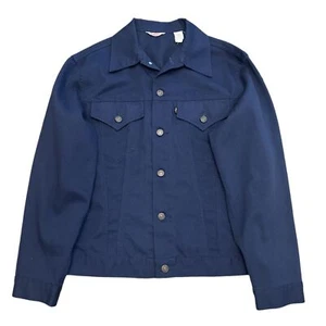 VTG Levi's Sta-Prest 70505 Bedford Cord Type III Trucker Jacket Navy 'Big E' M - Picture 1 of 13