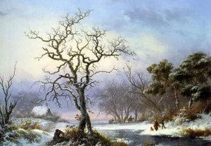 Oil painting frederik marianus kruseman - faggot gatherers in a winter landscape - Picture 1 of 1