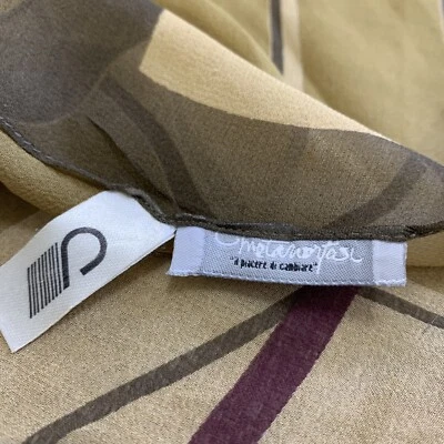 Bufanda de seda cuadrada beige geométrica sin marca 21/20 pulgadas #A91 Foto 1 de 2