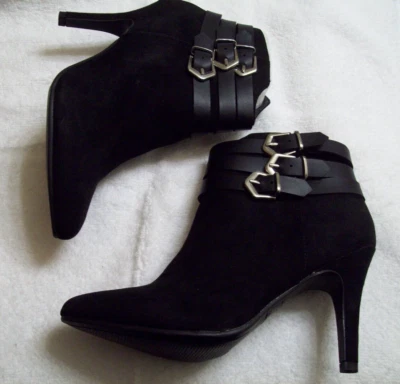 NUEVO EN CAJA A.N.A. Botín Ryder Gamuza - Negro - Talla 7 Mediano - ¡HERMOSO! Foto 1 de 4