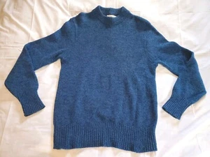 VTG Winona Knits Blue Wool Sweater Mens Large Crew Neck Made in Minnesota USA - Picture 1 of 7