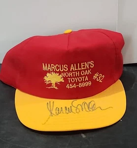 VINTAGE ~ MARCUS ALLEN'S KANSAS CITY CHIEFS ''NORTH OAK TOYOTA'' #32 SIGN HAT - Picture 1 of 4