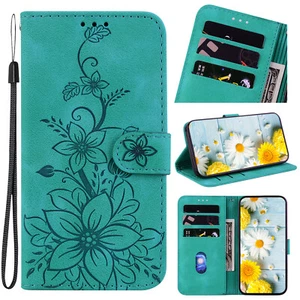 Phone Case For iPhone 11 12 13 14 15 16Pro Max XS XR 7 Leather Lily Flower Cover - Picture 1 of 15