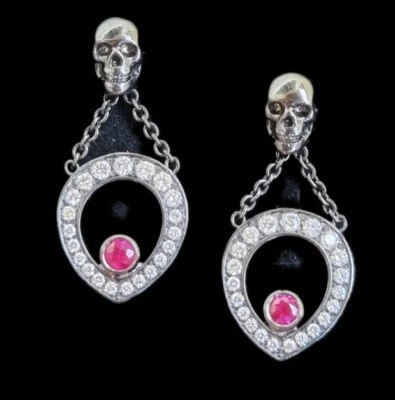 Theo Fennell 18kt Gold Diamond Skull Earrings  - Image 1 of 4